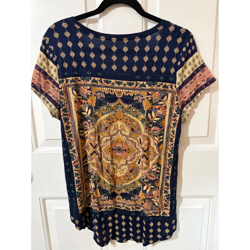 Lucky Brand | Short Sleeve Graphic Tee || L || Navy Blue Boho Mandala| - Picture 2 of 5